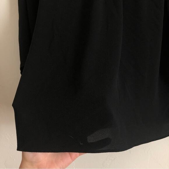 Vince Camuto Black Flutter Flounce Half Sleeves Semi-Sheer Blouse Top - Picture 5 of 7